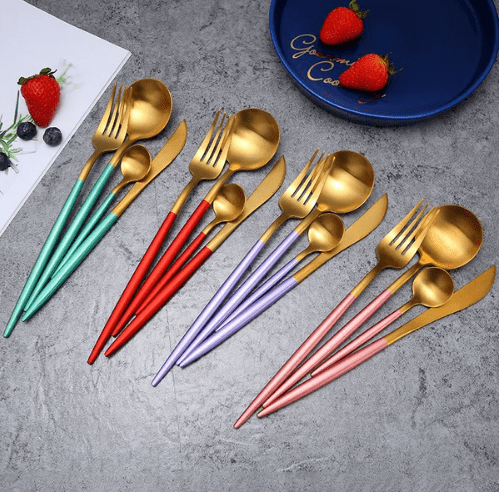 24-Piece Stainless Steel Cutlery Set with Gold and Silver Finish – Elegant Dining Essentials 2