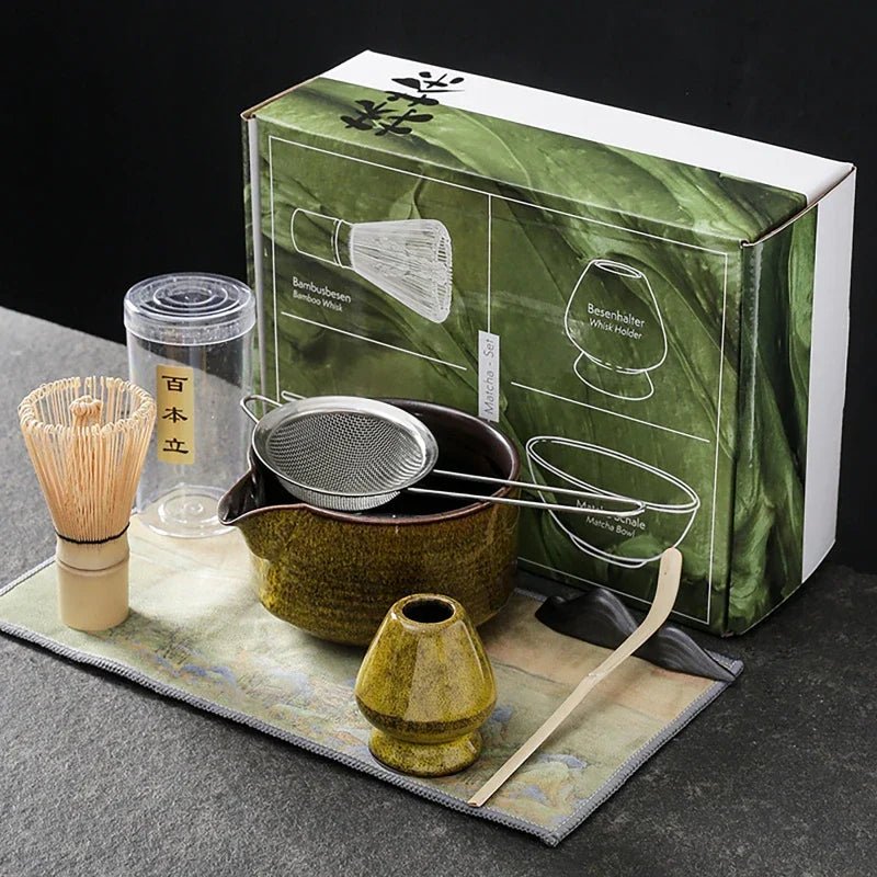 7-Piece Japanese Matcha Set with Ceramic Bowl and Bamboo Whisk for Authentic Tea Experience 5
