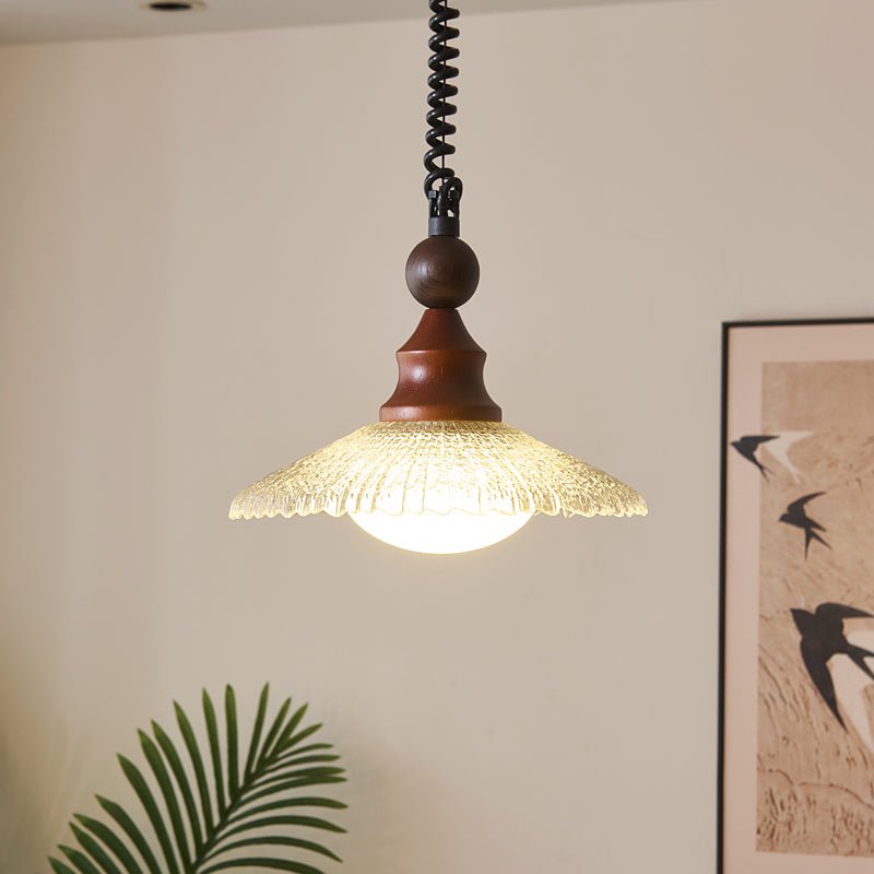 Wood Detail Glass LED Pendant Light