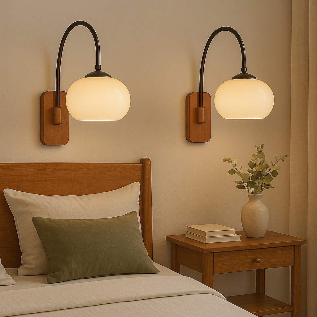Wood Base Globe Wall Lamp