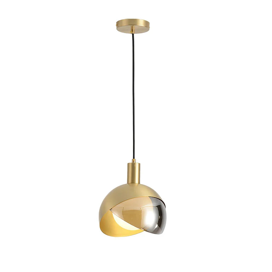 Modern Gold Half-Sphere Glass Pendant Light