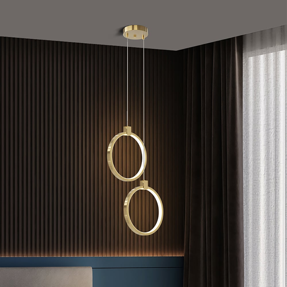 Double Gold Ring LED Pendant Light