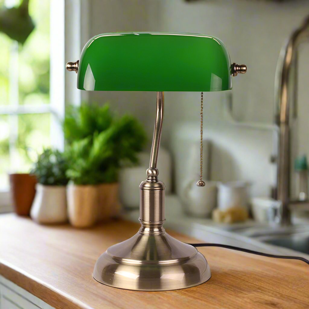 Vintage Banker Style LED Table Lamp
