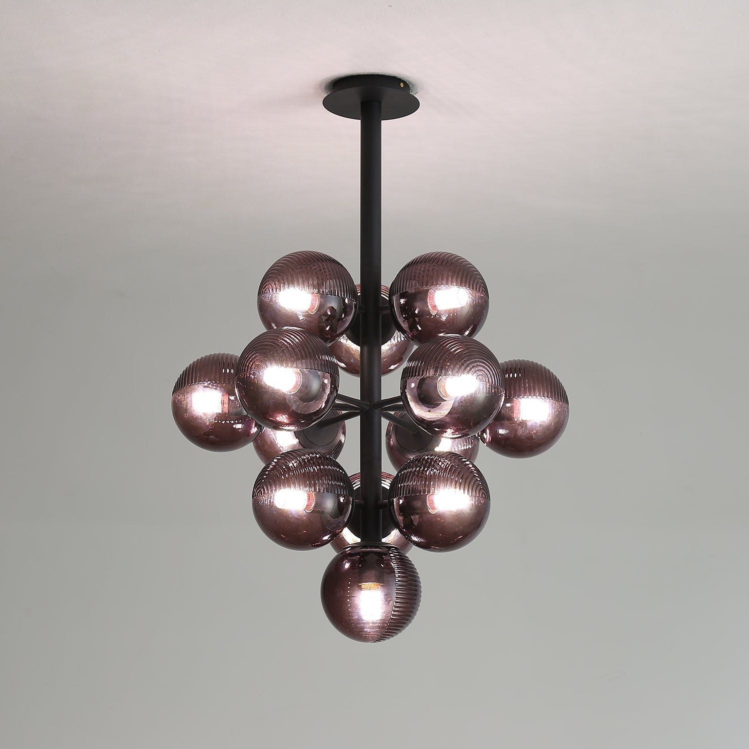 Grape-Shaped Smoked Glass Pendant Light