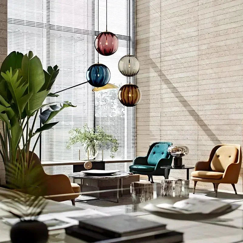 Coloured Glass Globe Pendant Light