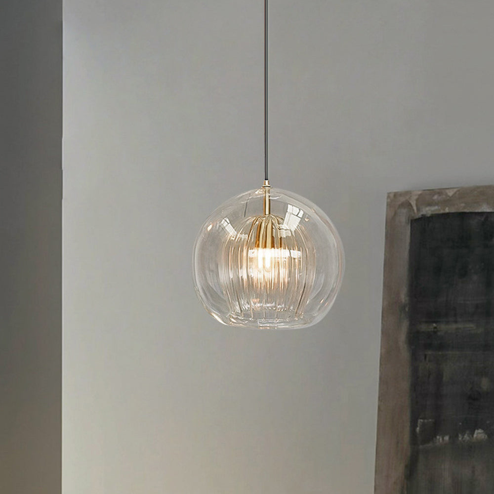 June Glass Globe Pendant Light Clear &Amber