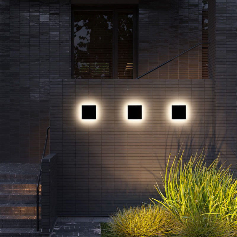 Klyne Minimalist Round/Square Outdoor Wall Lamp LED, Black/White