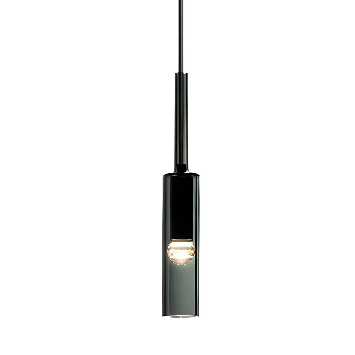 Smoked Glass Cylinder Pendant Light