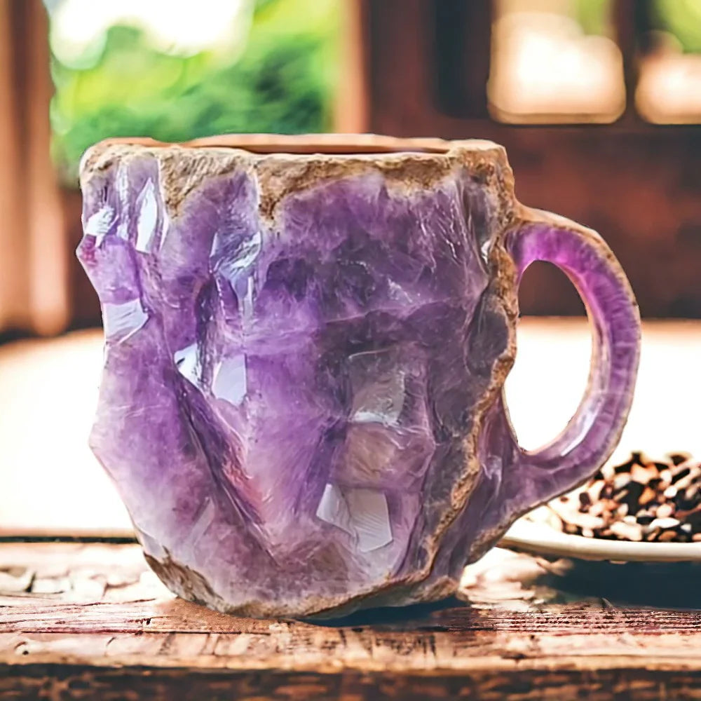 Natural Amethyst Crystal Coffee Mug