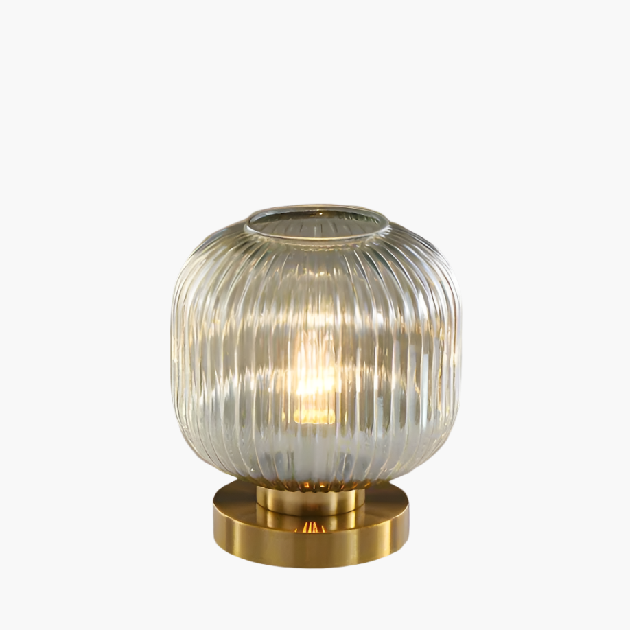 Modern Ribbed Glass LED Table Lamp