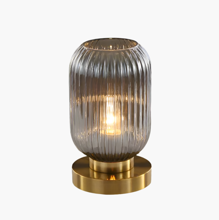 Modern Ribbed Glass LED Table Lamp