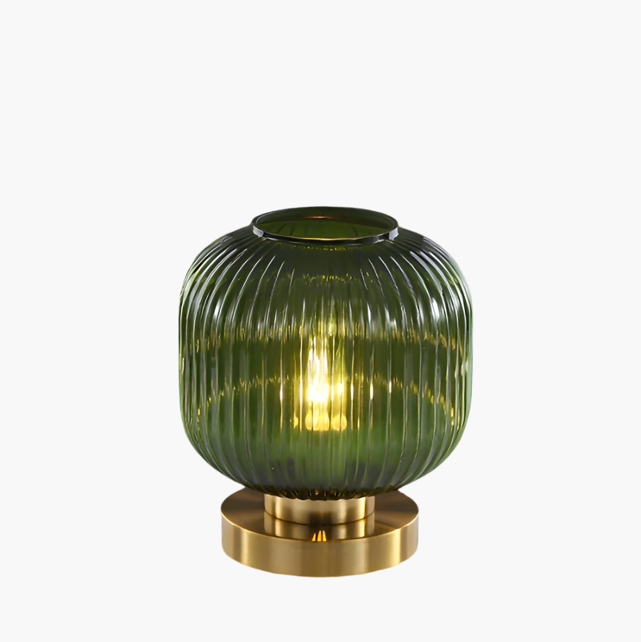 Modern Ribbed Glass LED Table Lamp