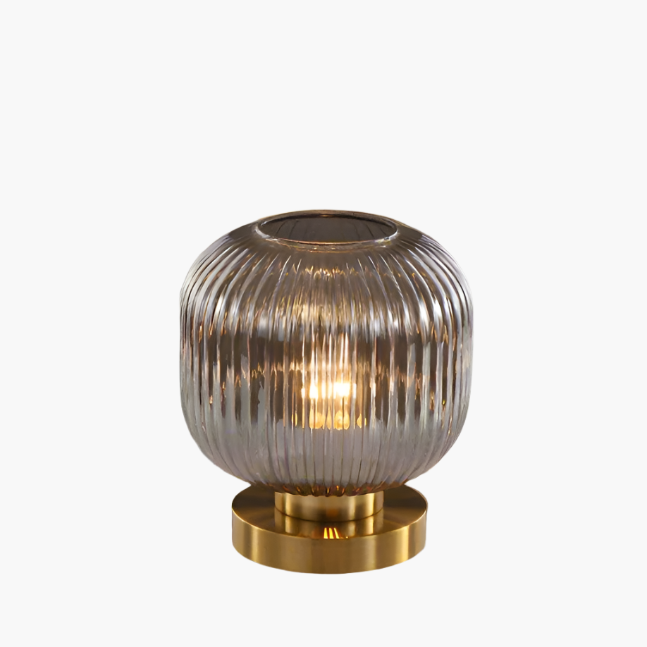 Modern Ribbed Glass LED Table Lamp