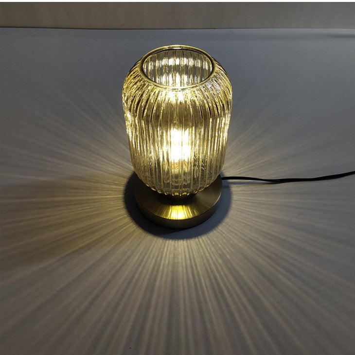 Modern Ribbed Glass LED Table Lamp