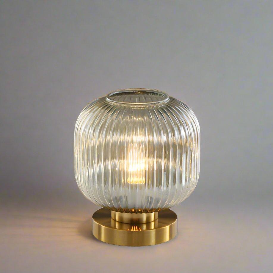 Modern Ribbed Glass LED Table Lamp