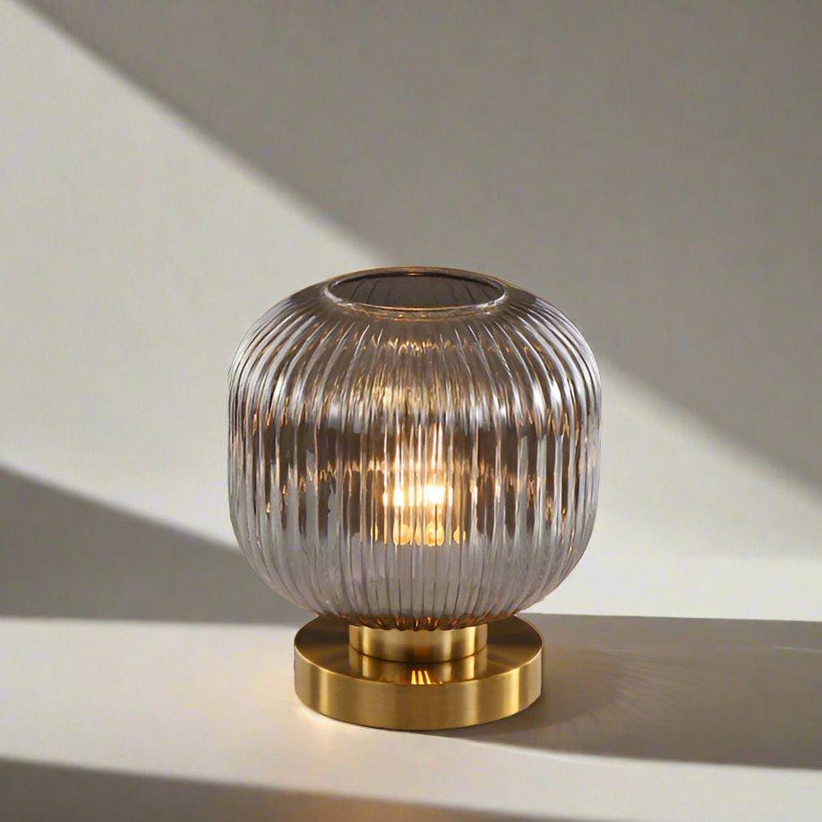 Modern Ribbed Glass LED Table Lamp