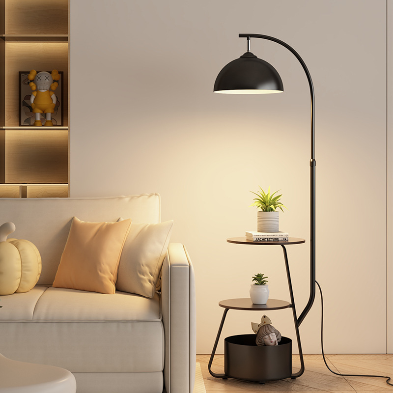 Arched LED Floor Lamp With Side Table