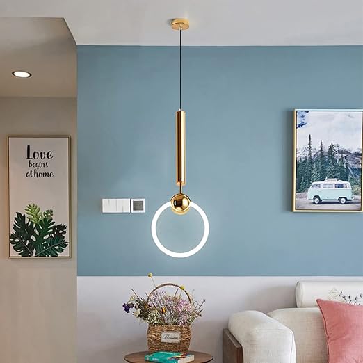 Modern Gold Finished LED Ring Pendant Light