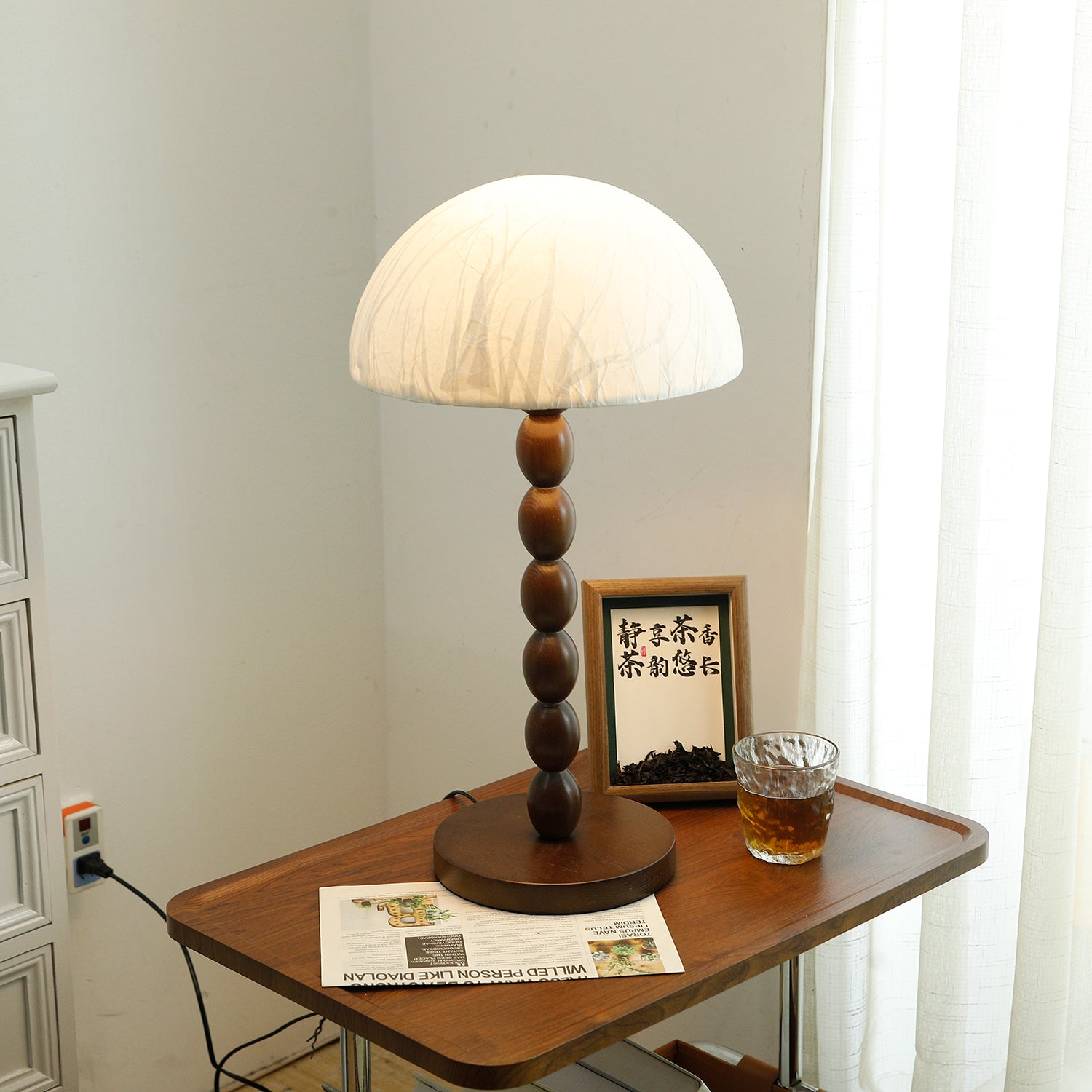 Wooden Base Rice Paper Table Lamp