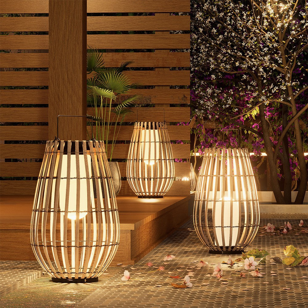 Solar Rattan Outdoor Lantern Light
