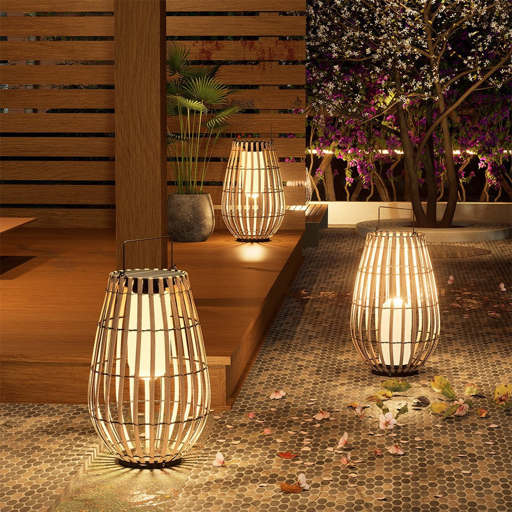 Solar Rattan Outdoor Lantern Light