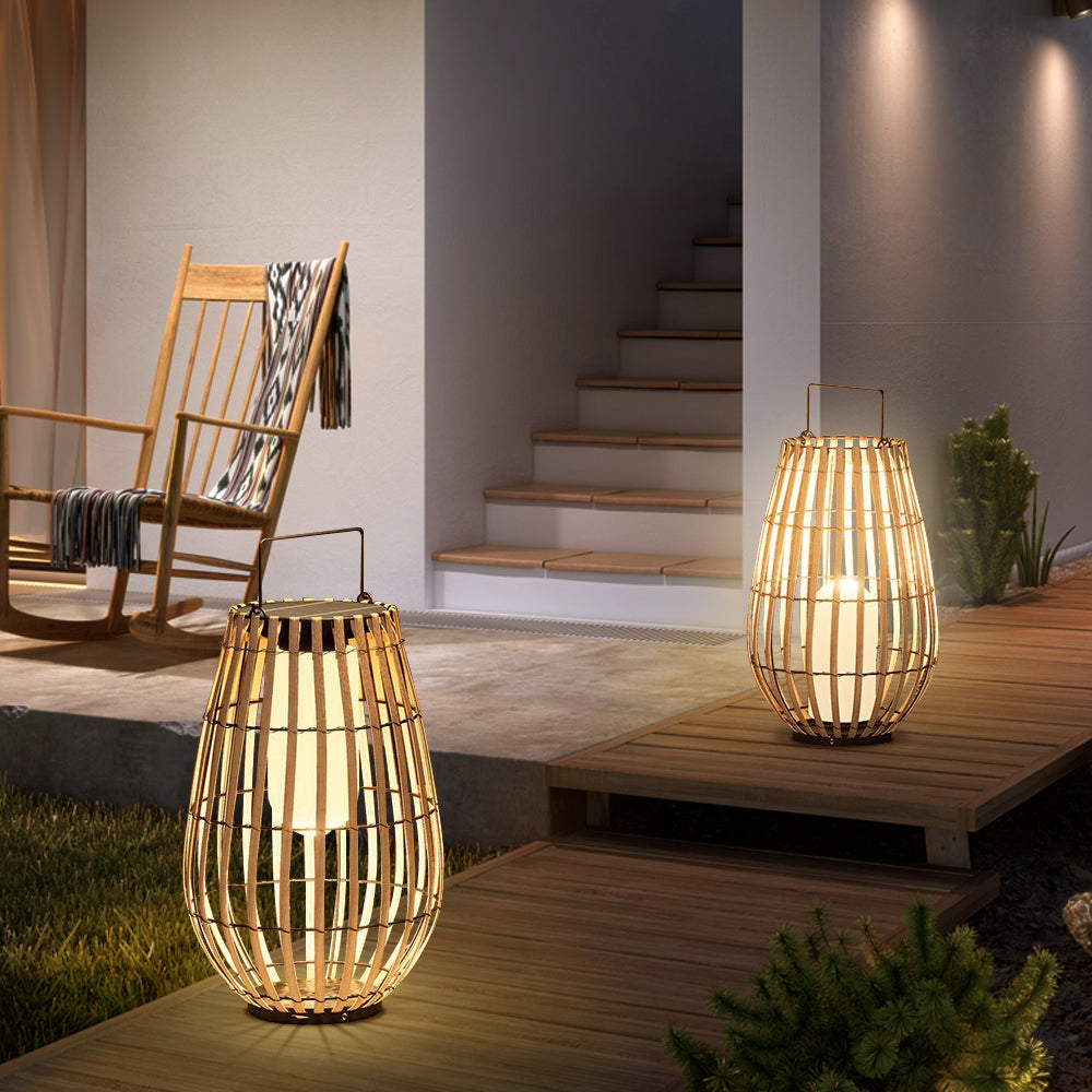 Solar Rattan Outdoor Lantern Light