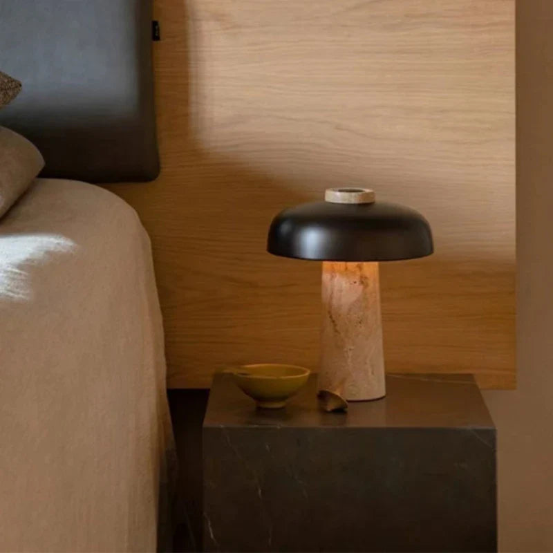 Japandi Travertine Stone Table Lamp