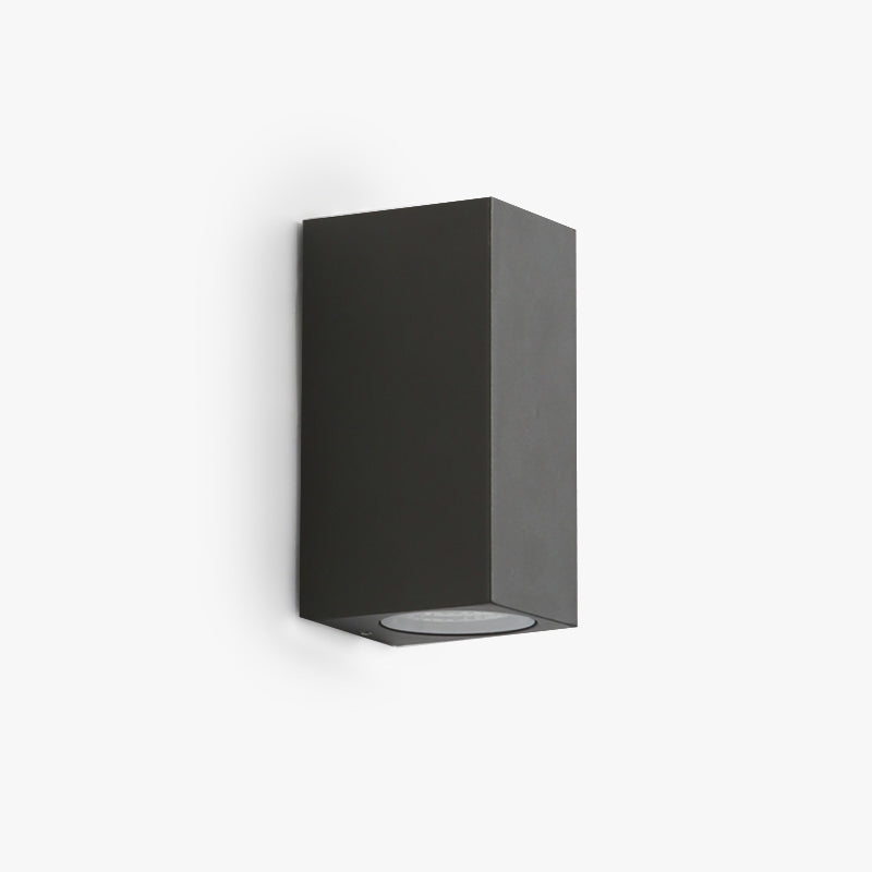 Tavon Minimalist Metal Square Outdoor Wall Lamp, Black