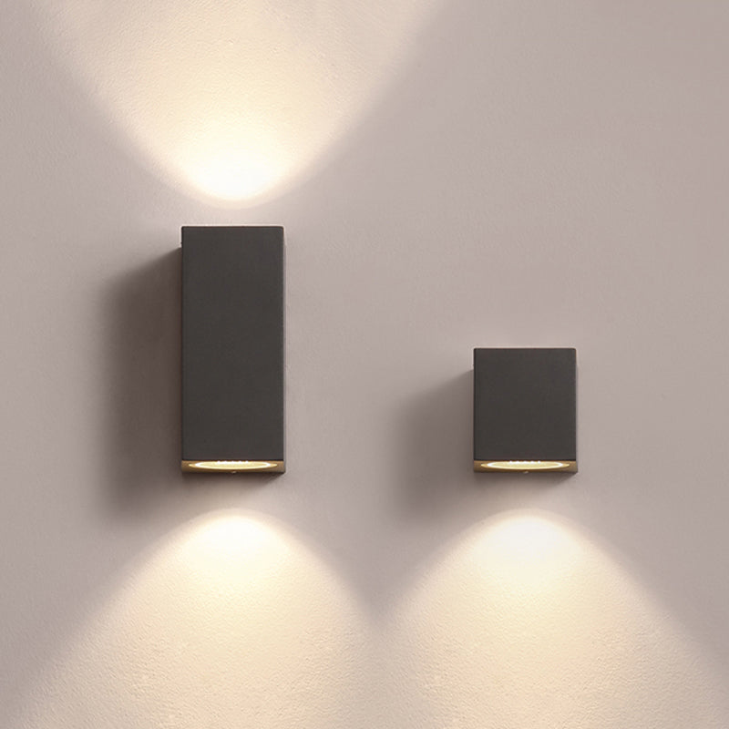 Tavon Minimalist Metal Square Outdoor Wall Lamp, Black