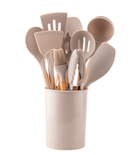 12-Piece Silicone Kitchen Utensil Set with Bamboo Handles – Heat-Resistant and BPA-Free 0
