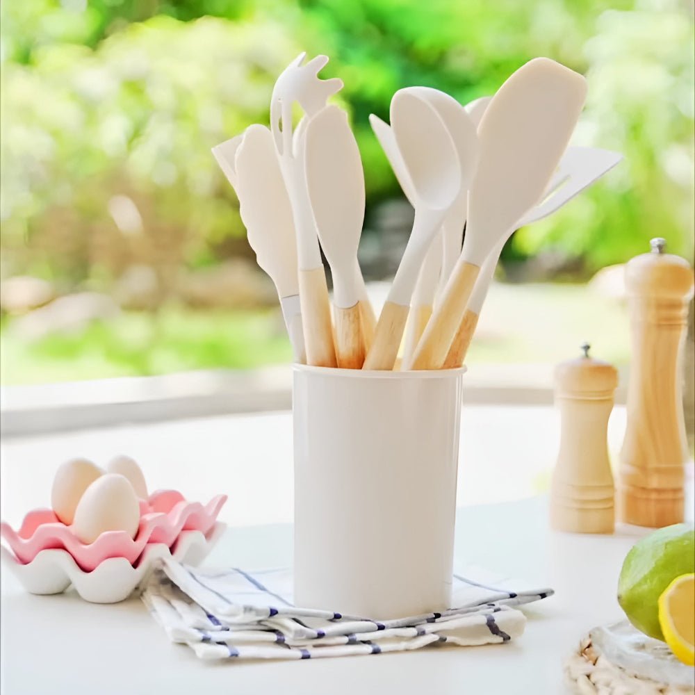 12-Piece Silicone Kitchen Utensil Set with Bamboo Handles – Heat-Resistant and BPA-Free 2