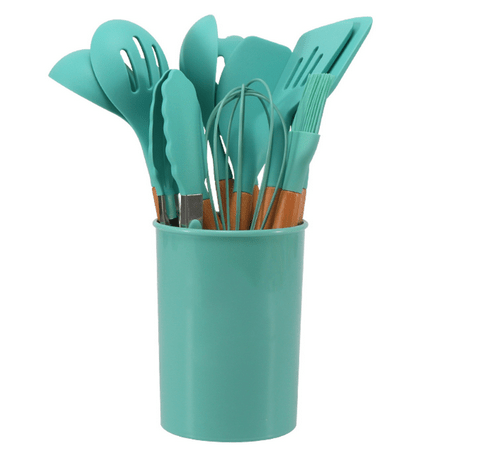 12-Piece Silicone Kitchen Utensil Set with Bamboo Handles – Heat-Resistant and BPA-Free 7