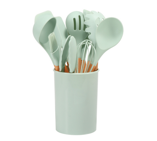 12-Piece Silicone Kitchen Utensil Set with Bamboo Handles – Heat-Resistant and BPA-Free 8