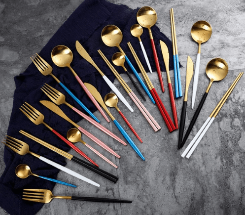 24-Piece Stainless Steel Cutlery Set with Gold and Silver Finish – Elegant Dining Essentials 7