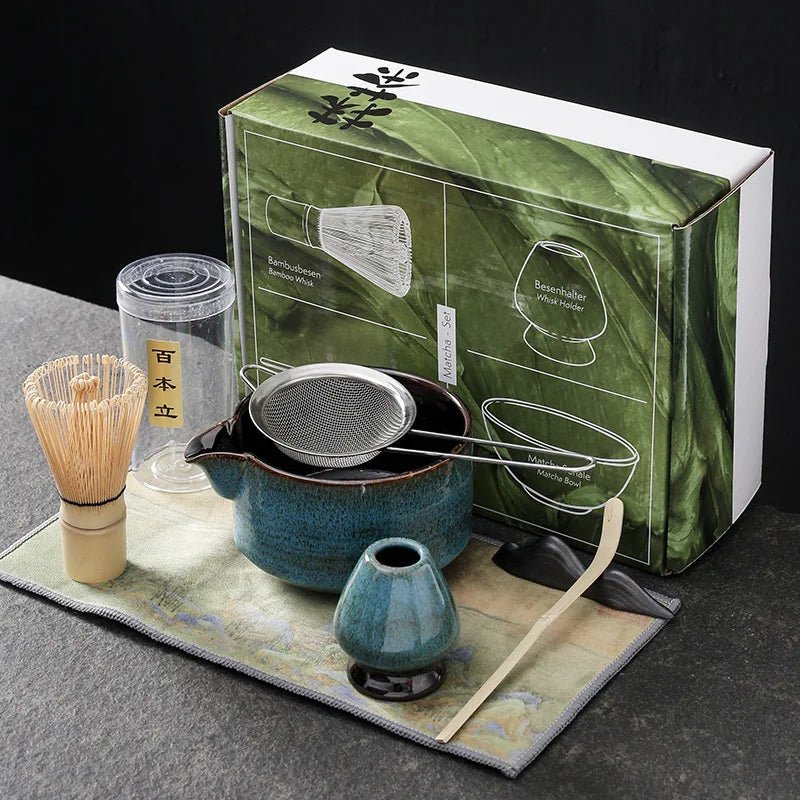 7-Piece Japanese Matcha Set with Ceramic Bowl and Bamboo Whisk for Authentic Tea Experience 3