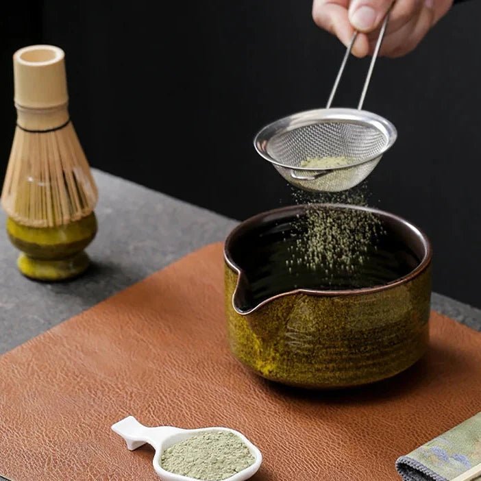 7-Piece Japanese Matcha Set with Ceramic Bowl and Bamboo Whisk for Authentic Tea Experience 7