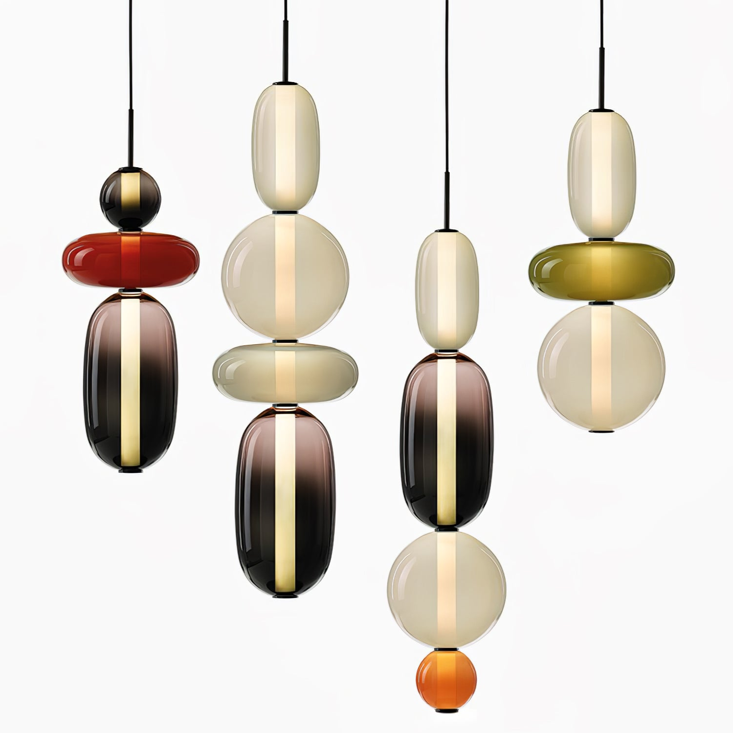 Stacked Coloured Glass Pendant Light