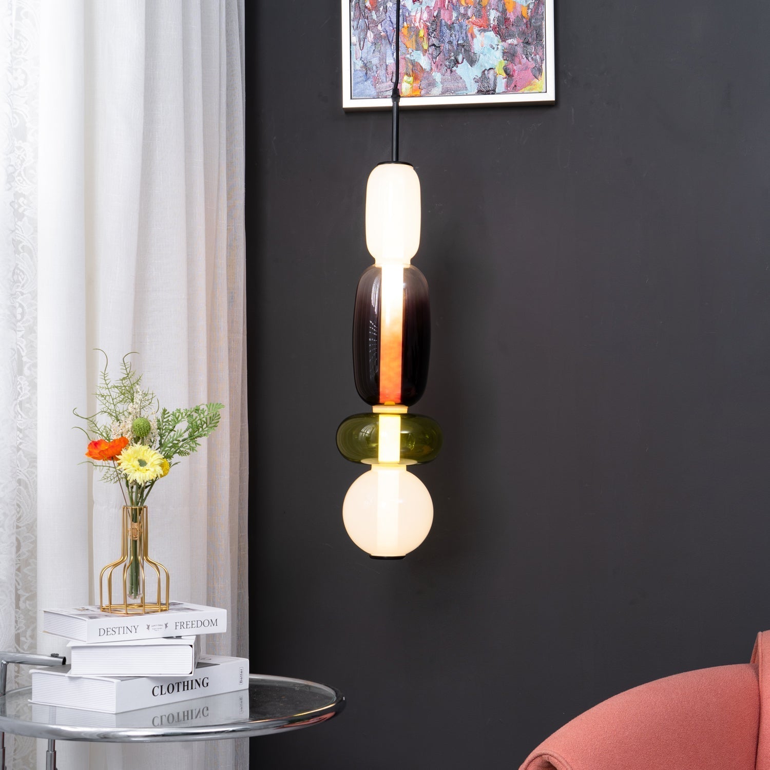 Stacked Coloured Glass Pendant Light