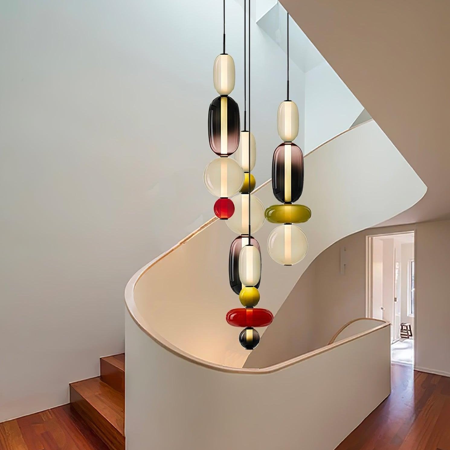 Stacked Coloured Glass Pendant Light