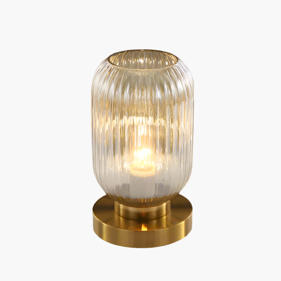 Modern Ribbed Glass LED Table Lamp
