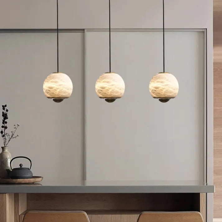 Colour Changing Marble Globe Pendant Light