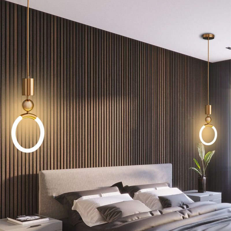 Modern Gold Finished LED Ring Pendant Light