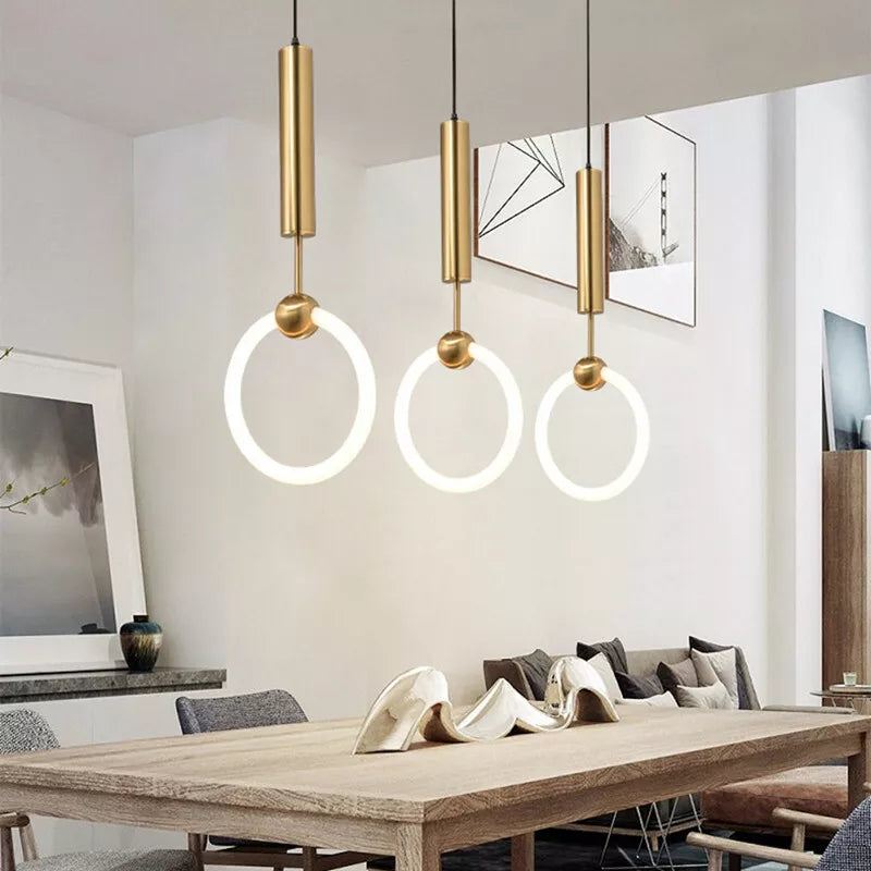 Modern Gold Finished LED Ring Pendant Light