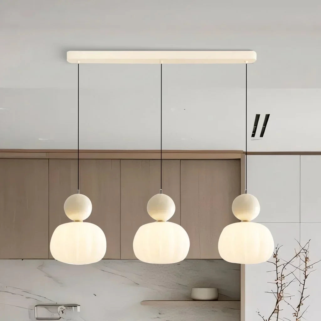Linear Three-Light Glass Pendant Light