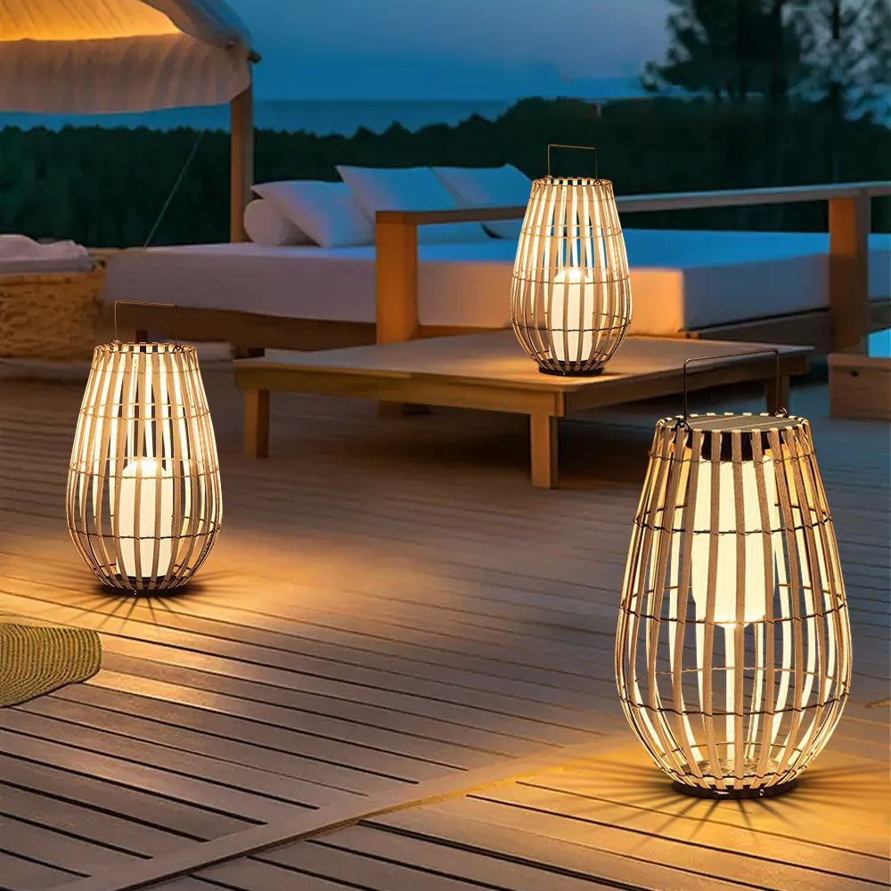 Solar Rattan Outdoor Lantern Light