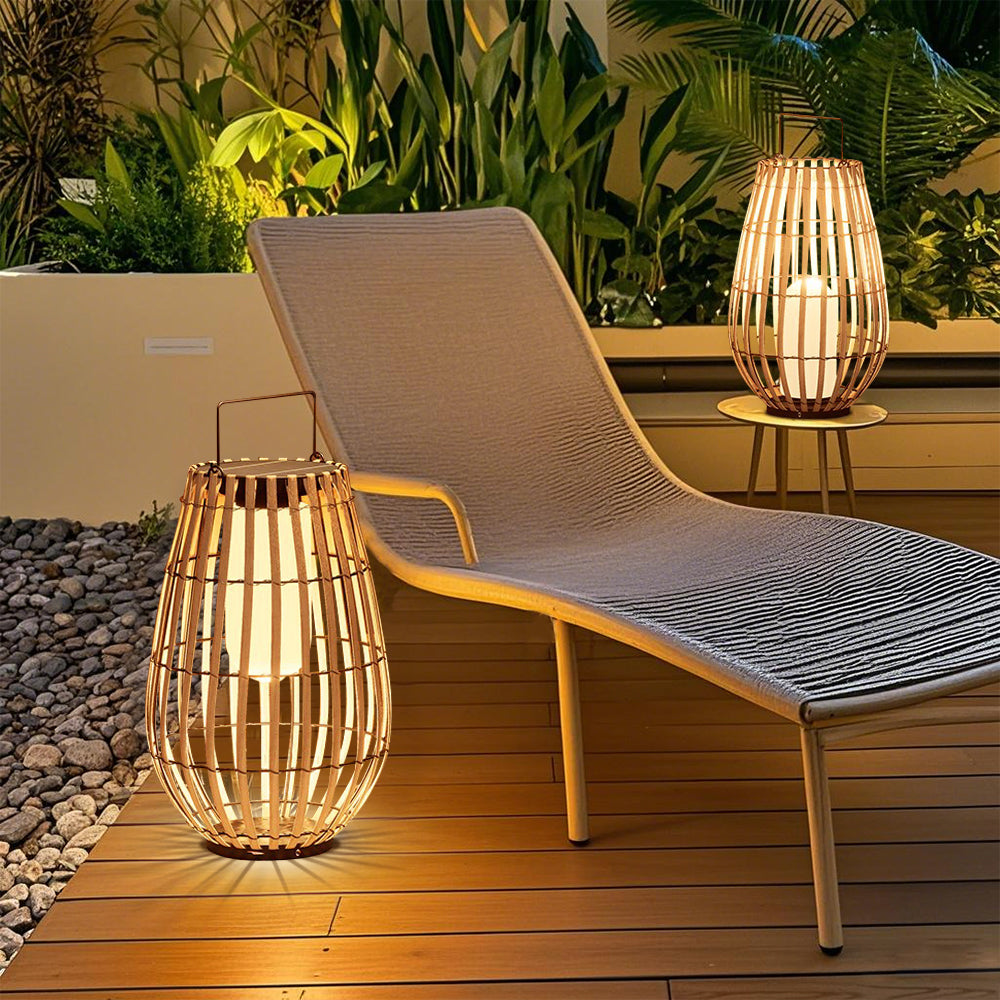 Solar Rattan Outdoor Lantern Light