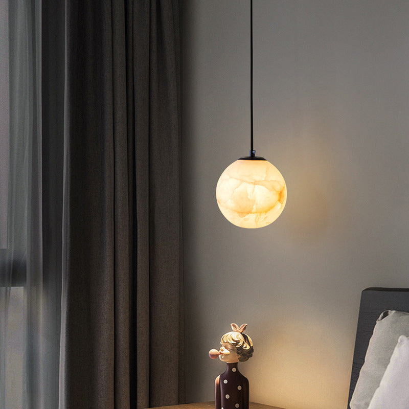 Modern Alabaster Globe Pendant Light