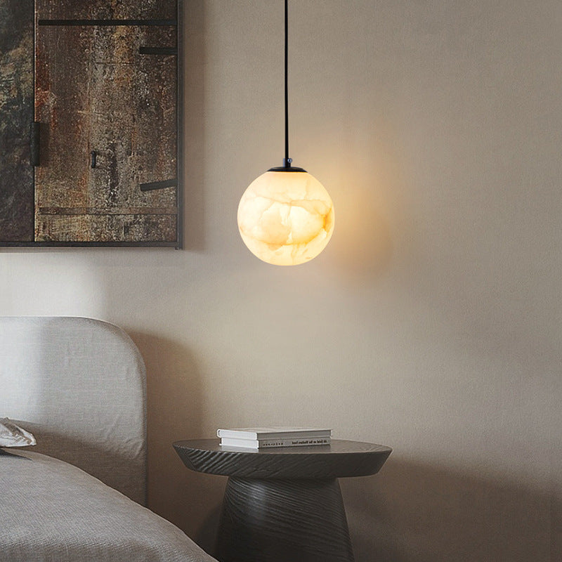 Modern Alabaster Globe Pendant Light